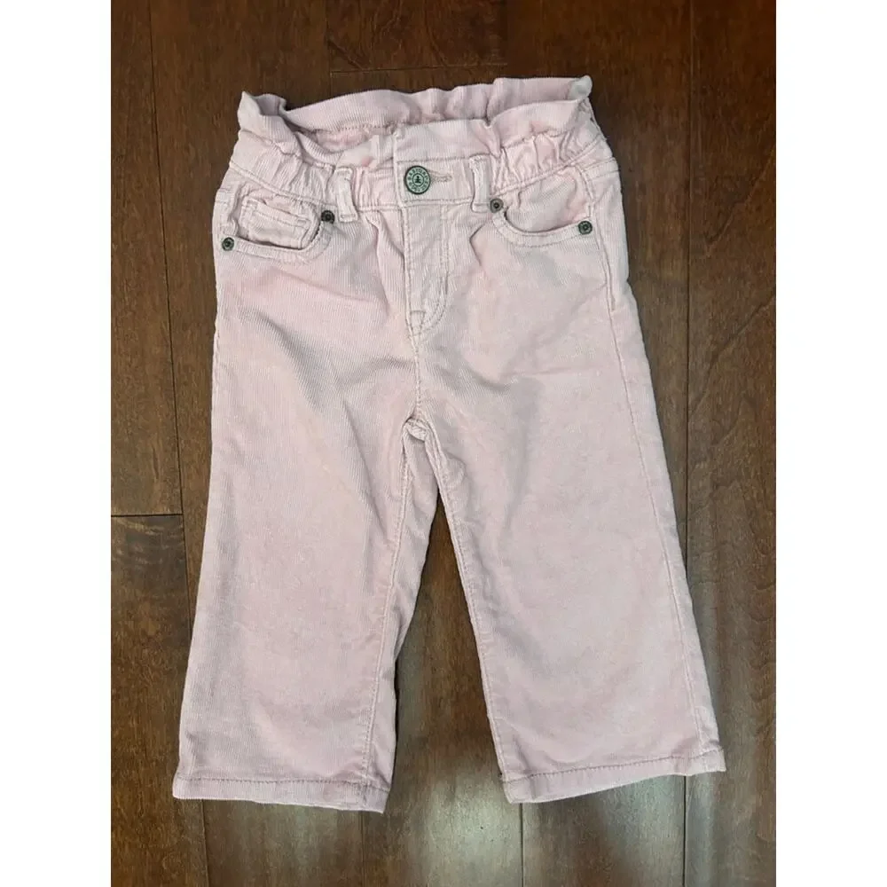 GAP Baby Off-White and Pink Corduroy Ruffle-Waist Stride Pants, Set of 2, Size 2